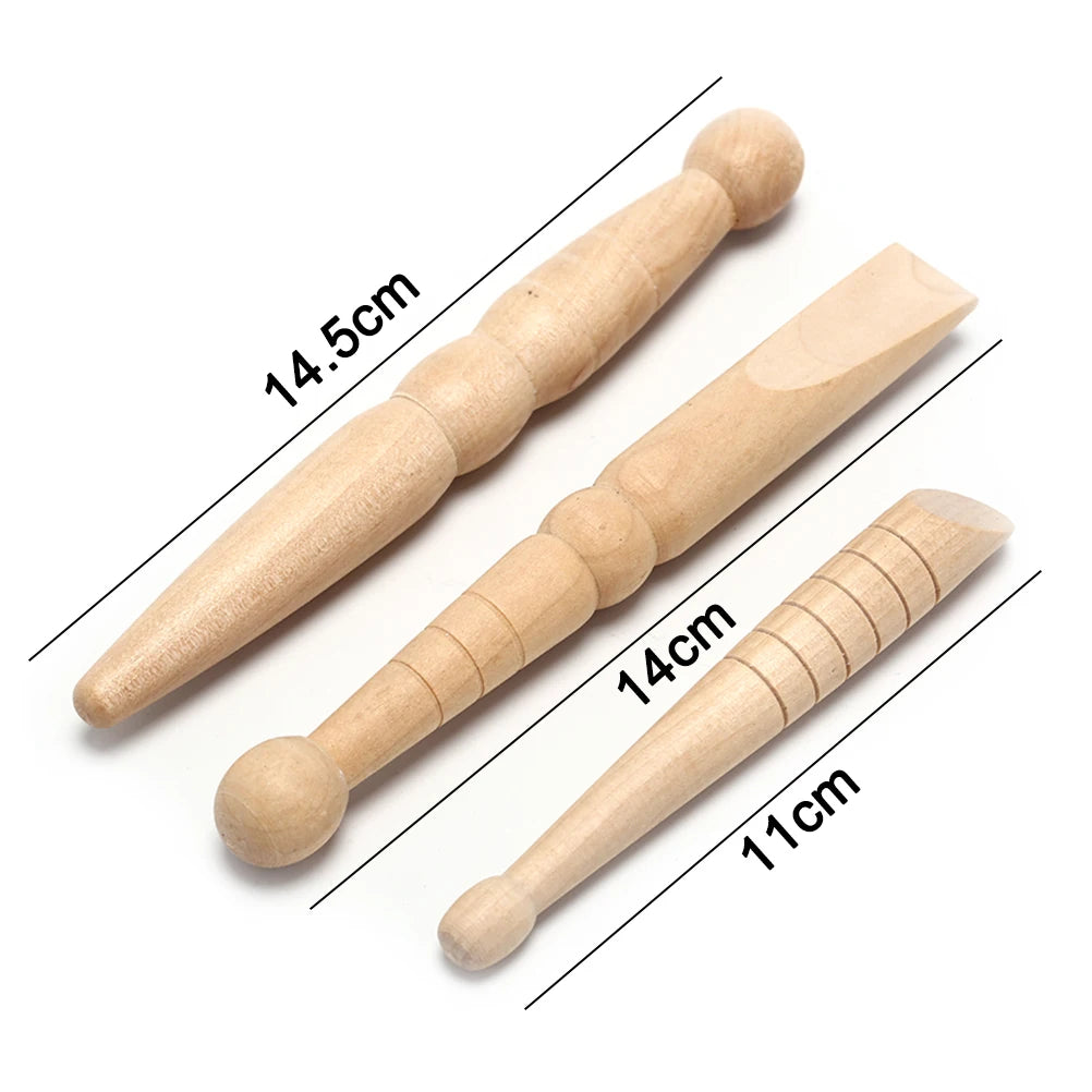 3pcs Wooden Foot Body Massage Stick Relieve Muscle Soreness Relaxing Tool Foot Reflexology Massager