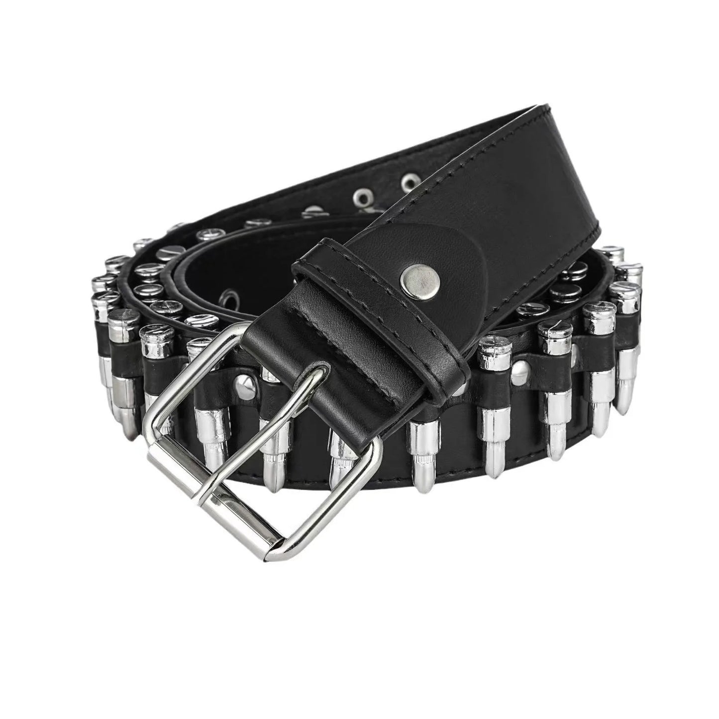 Steam Punk Bullets Belt Y2K Goth Women Men Fashion Lady Rivet Studded Imitation PU Leather Neck Necklace Belt Ladies Jeans Retro