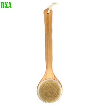 BXA Wooden Handle Natural Bristle Bath Brush Exfoliating Wooden Body Massage Shower Brush SPA Woman Man Skin Care Dry Body Brush