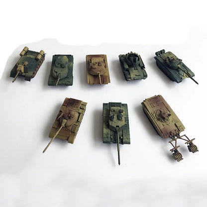 A Set 8PCS 1/72 4D Finished Tank Model Leopard Tiger-Type M1A2 T34 M42 Main Battle Tank Thumb Tank Military Model Toys for Child