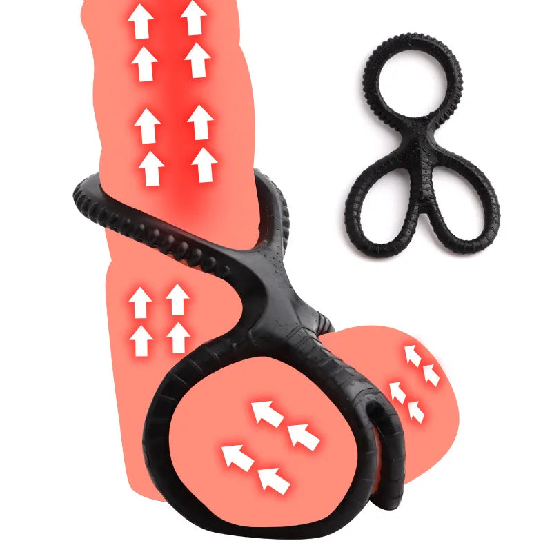 Triple Penis Ring Reusable Silicone Semen Cock Ring Penis Enlargement Delay Ejaculation Sex Shop Sex Toy For Men Chastity Device