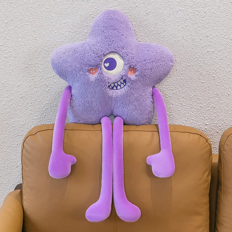 80cm Little Star Plush Doll Throw Pillow Soft Cute Sleeping Funny Girl Children's Toy Long Leg Monsters Doll Sofa Chair Cushion