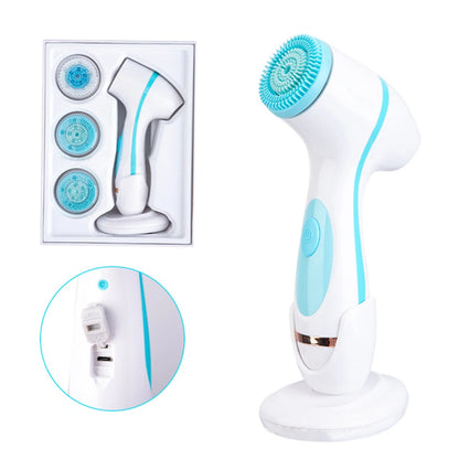 3 In 1 Silicone Electric Facial Cleansing Brush Face Massagers Sonic Rotating Waterproof Galvanic Remove Blackheads Acne Tool