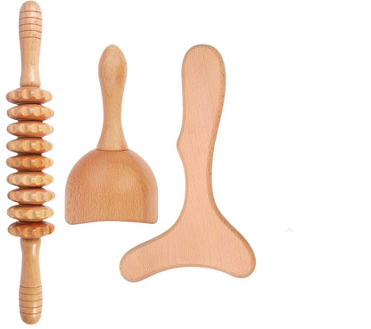 7 in 1 Therapy Massage Tools Maderoterapia Kit Home Wood Massager Roller Wood Gua Sha Roller Manual Wooden Massager