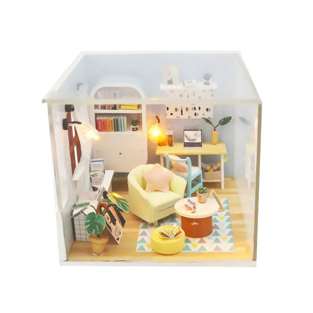 3D Handmade Doll House Furniture Set DIY Doll House Mini Doll House Children's Wooden Toys Birthday Gift Doll