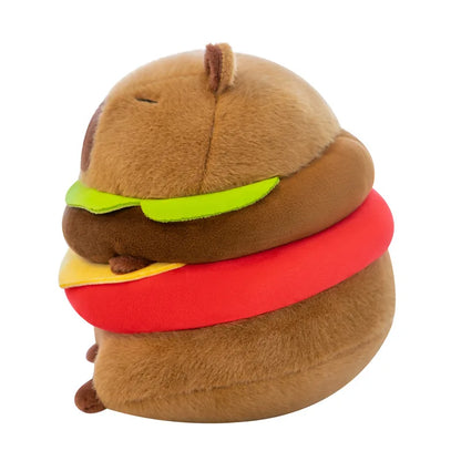 20CM/30CM Kawaii Capybara Plush Toy Hamburger Capibara Soft Stuffed Doll Kids Gift Home Car Decor Capibara Peluche Throw Pillow