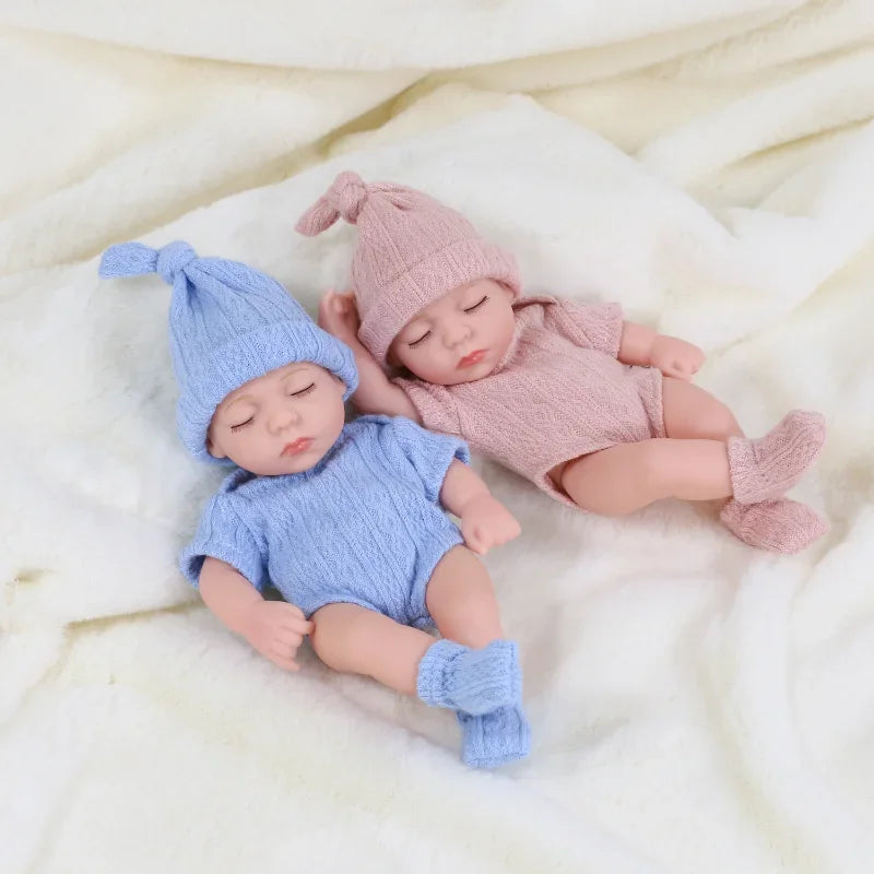 19cm Silicone Reborn Dolls Lifelike Reborn Baby Toys Waterproof Doll Cute Mini Sleep Soother Doll for Girls Birthday Gift