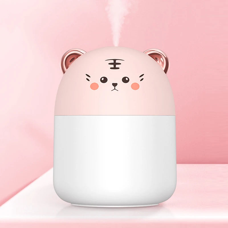 Facial Humidifier with Colorful Atmosphere Light 250ml Capacity Cold Mist Aroma Diffuser Home Bedroom Humidifier Purifies