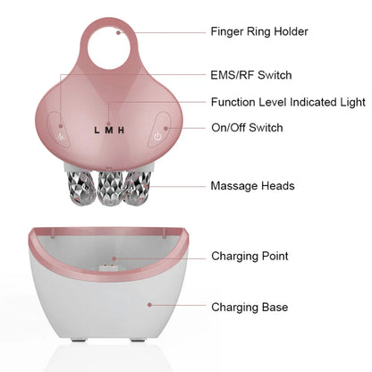 1PC 5-Mode Home Use Facial Device Promote Face Cream Absorption 5 Light Color Modes EMS Facial Massager with 4D Massage Head