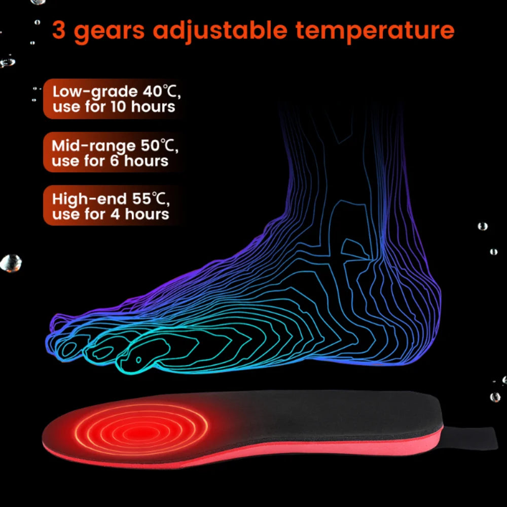 New Shoes Pads For Skiing Winter Outdoor Black Heated Insoles 2100mAh Electric Foot Warmer Hot Compress Remote Control 3-speed