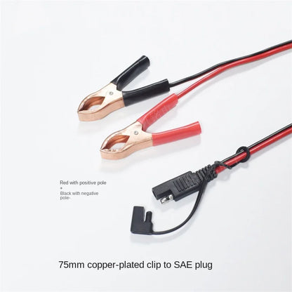 14AWG Pure Copper 75mm Crocodile Clip To SAE Plug, Solar Power 12V24V Battery 20A Power Cable, 1 Meter