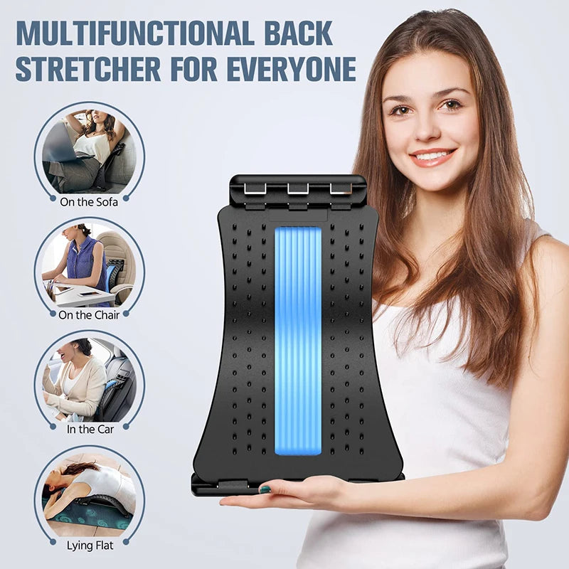 Back Stretcher Magnetic Therapy Multistage Adjustable Massager Waist Neck Fitness Lumbar Vertebra Cervical Support Muscle Relax