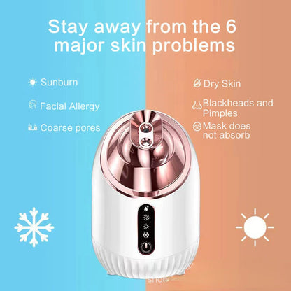 New Face Steamer Cold Hot Warm Double Spray Household Face Cleaning Beauty Salon Spray Hot Sprayer Makeup Face Steamer