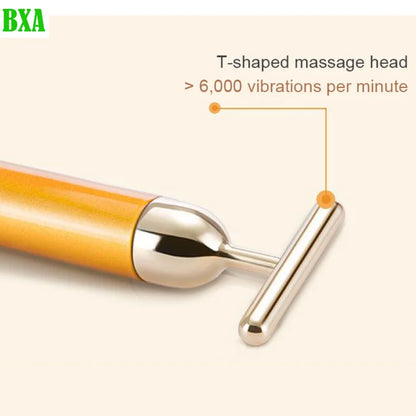 BXA 24K Electric Beauty Bar Face Slimming Rod Golden Stick T Shaped Facial Massager Tightening Skin Electric Beauty Instrument