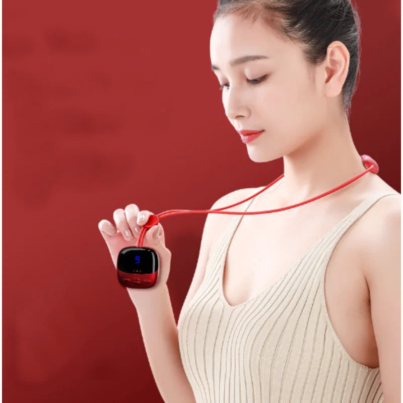 Mini Portable Hanging Neck Massager with Thermoelectric EMS TENS Pulse Smart Cervical Spine Massager for Shoulder Muscle Relax