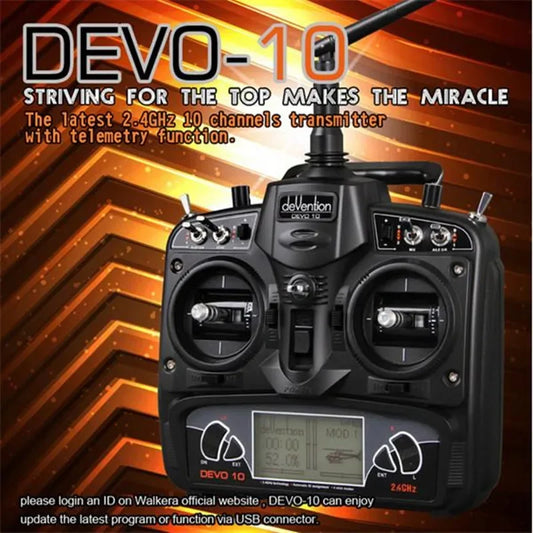 Walkera DEVO 10 2.4G Transmitter Telemetry Radio Remote Controller W RX701 Receiver for RC Airplane Helicopter