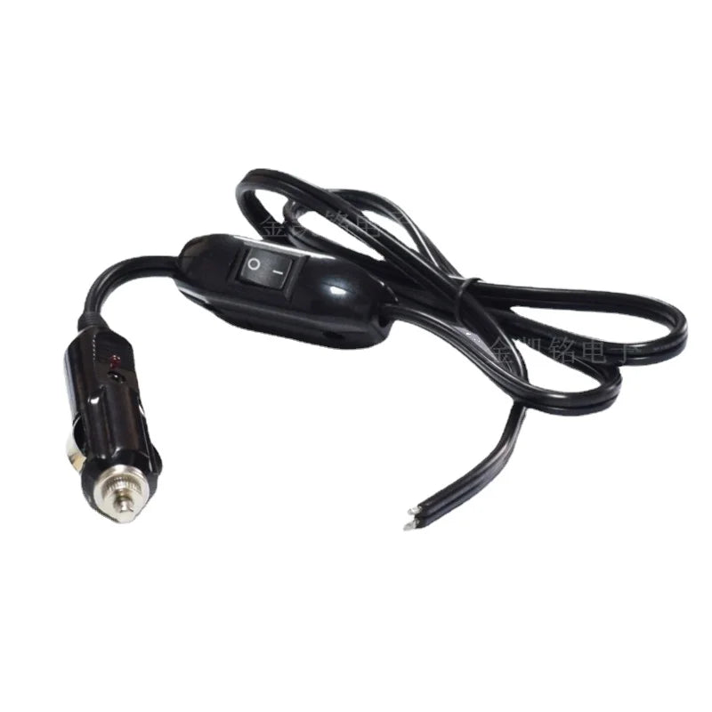 1m 12V15A Cigarette Lighter Male Cable with 306 Button Switch, Thickened High-Power Pure Copper Car Charger Wire