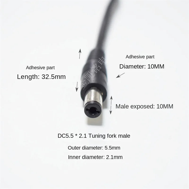 1m Black 10A Pure Copper 0.75mm² Thickened 12V Power Extension Cable with DC5.5*2.1 Male To Female Connectors for Monitoring