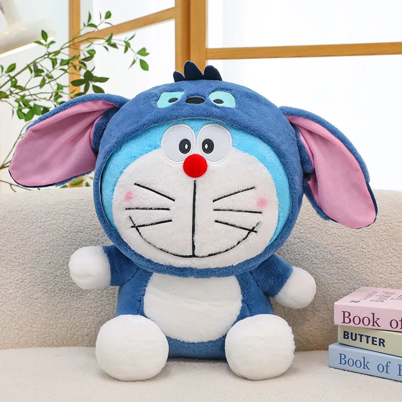 40/50/60cm Doraemon Doll Plush Toy Turned Into Stitch Jingle Cat Throw Pillow Robot Cat Birthday Children Gift Home Decorations