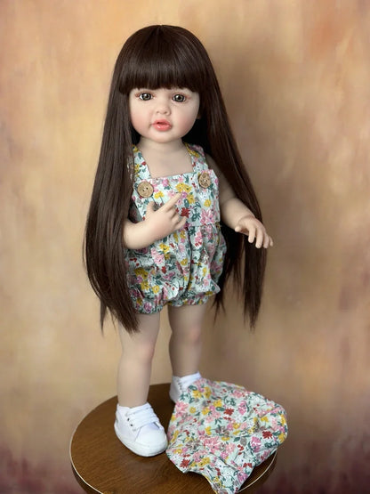 55CM Reborn Dolls 22Inch Baby Lifelike Realistic Stand Girl Doll Kit Full Soft Silicone Body Toddler Birthday Gift