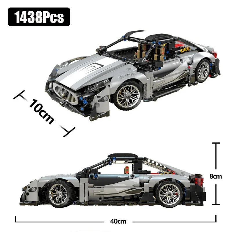 1438Pcs Technical MOC Racing Sport Car Model Building Blocks City Mechanical Supercar Speed Vehicle Bricks Toys for Kids Gifts