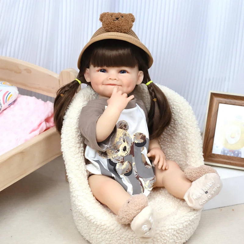 55cmReborn Baby Dolls Full Body Silicone Baby Girl Doll Lifelike Reborn Doll Toddler Birthday Gift Silicone Baby Reborn Doll Kit