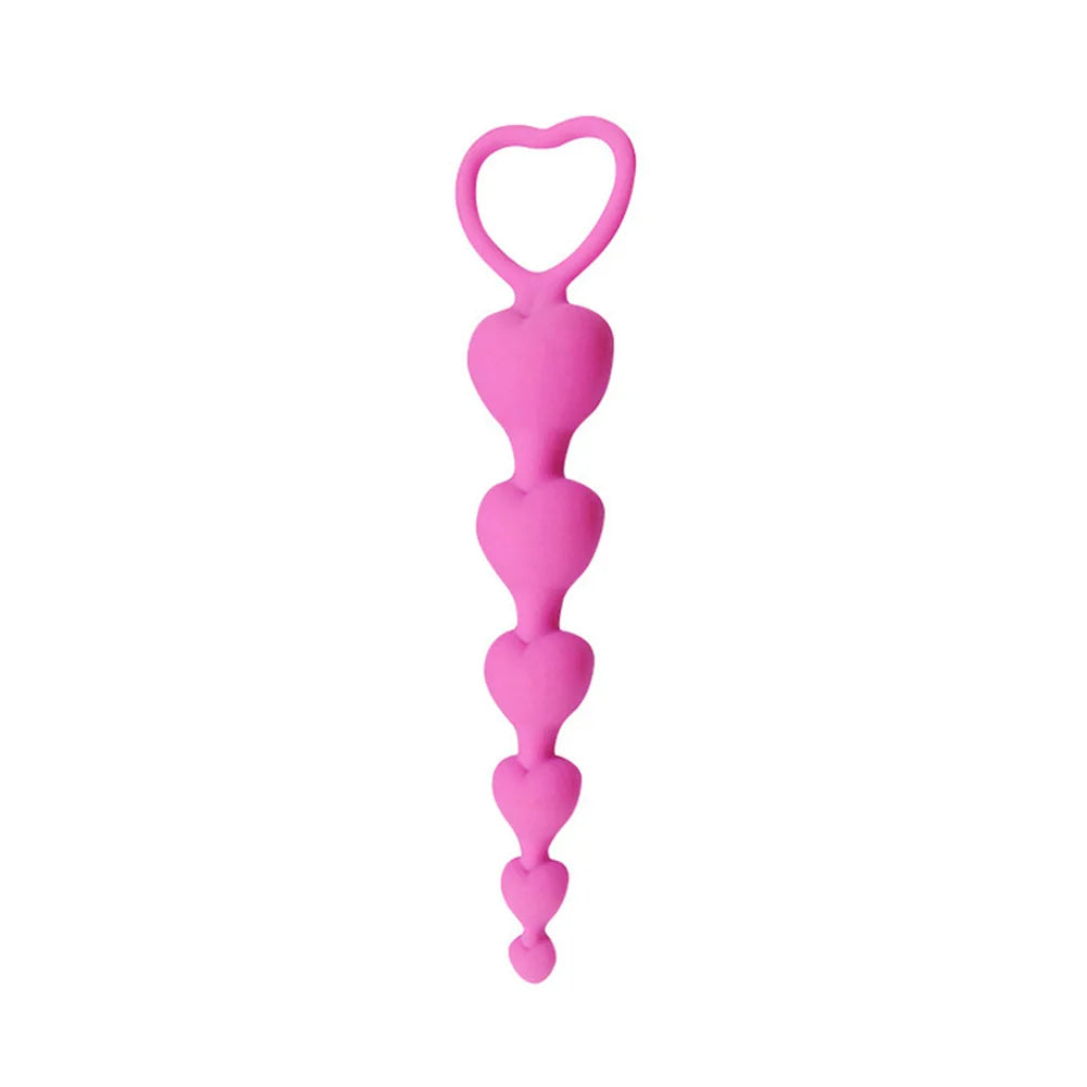 1PCS 100% Silicone Multicolor Heart 6-Balls Anal Plug Anal Beads Butt Plug Dildos Masturbator for Men /Women