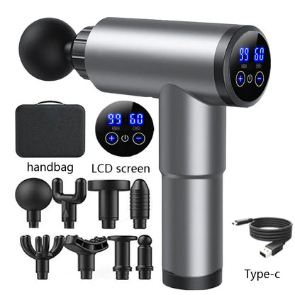 New Massage Gun Sports Fitness Muscle Massager Relaxation LCD Touch Screen 99Gear Electric Vibration Professional Fascia Gun