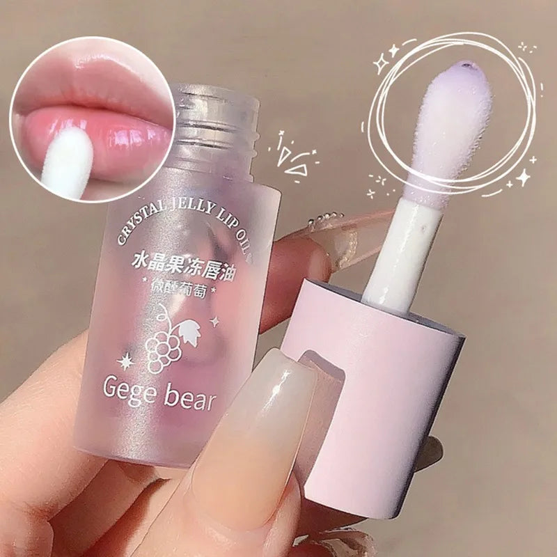 1pc 4g Crystal Jelly Lip Oil Hydrating Plumping Lip Gloss Coat For Cute Lipsticks Tinted Clear Serum Fruit Lip Balm Cosmetics