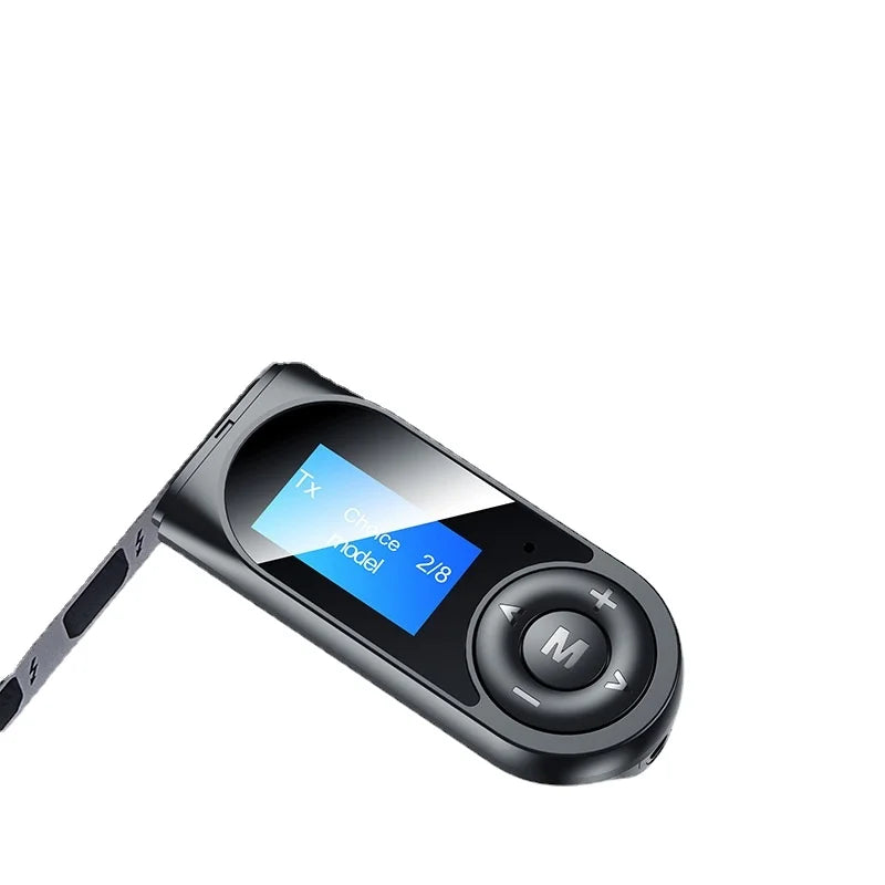 T13 USB Bluetooth Receiver Transmitter 2-in-1 - 3.5mm AUX Digital Display Bluetooth 5.0 Audio Converter, 128 Chars.