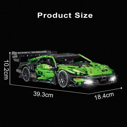 1644PCS Technical Green Super Speed Sport Car Model Building Blocks Famous Vehicle Assemble Bricks Toys for Adult