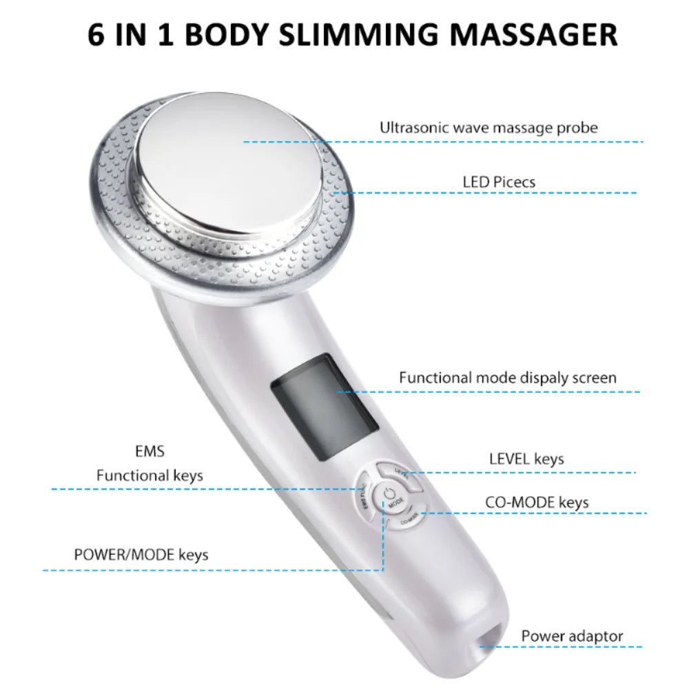 Galvanic Infrared Weight Lose Therapy 6IN1 EMS Body Slimming Massager Ultrasound Cavitation Anti-Cellulite Fat Burner Machine