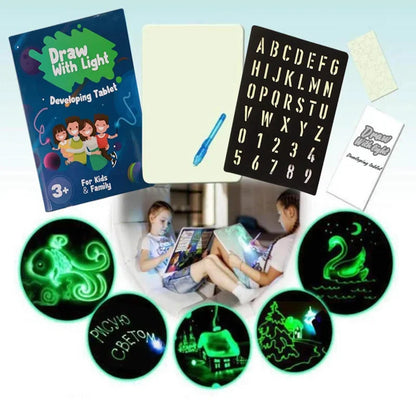 A3 A4 A5 English Russian 3D Children's Fluorescent Drawing Board Toys Writing Graffiti Board Draw with Light Fun for Kids Family