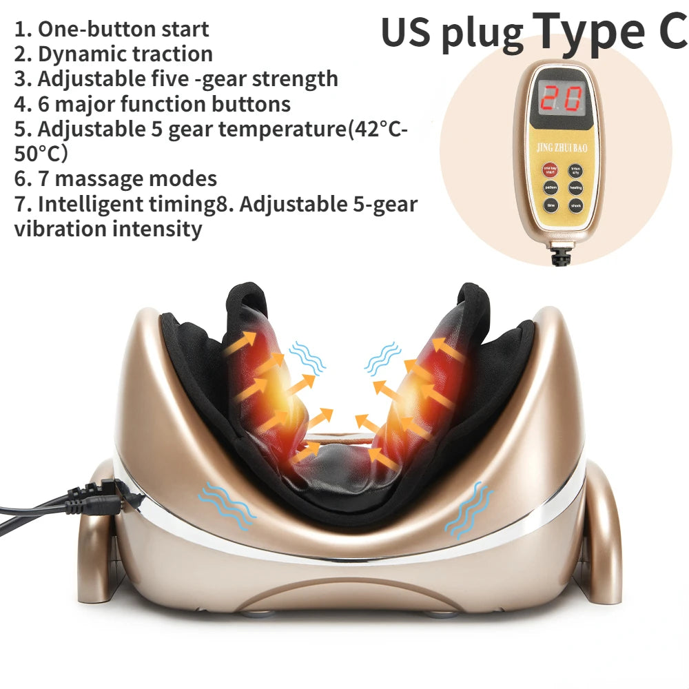 New Electric Neck Massager Pillow Vibration Air Compression Kneading Heat  Massager Neck Stretcher Cervical relieve Pain