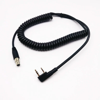 2Pin for Baofeng Kenwood Walkie Talkie to Mini XLR5 Jack Adapter Coiled Cable for GA Military Aviation Helicopter Radio Headset