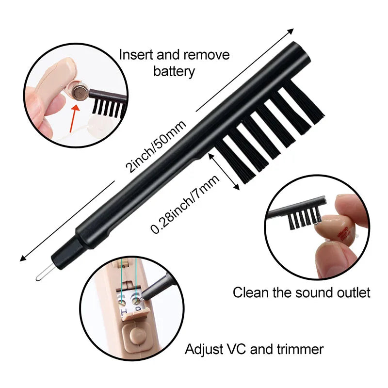 10/100PCS Set Hearing Amplifier Cleaning Brushes with Wax Loop Magnet Hearing Aid Brush for Earbuds Headphone Ear Care Accessory