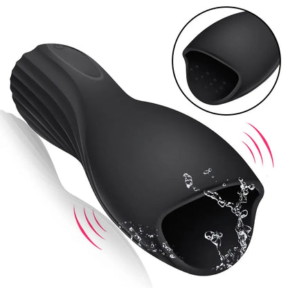 1PCS Silicone 10-Modes Penis Delay Trainer Male Masturbator Vibrator Automatic Oral Climax Massager Sex Toys for Men