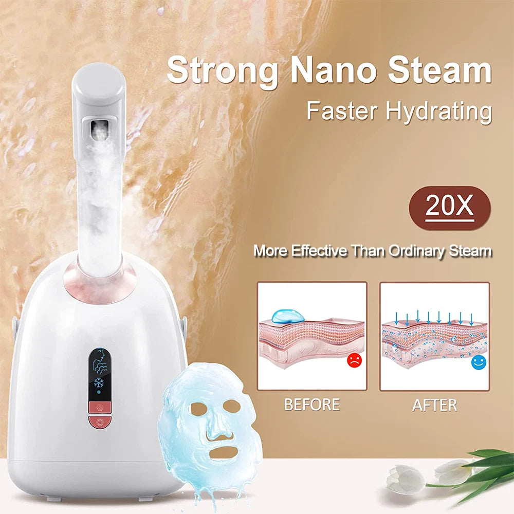 SPA Face Steamer Hot Cold Steam Face Machine Cleanser Moisturizing Nano Mist Sprayer Facial Anti-aging Wrinkle Sauna Humidifier