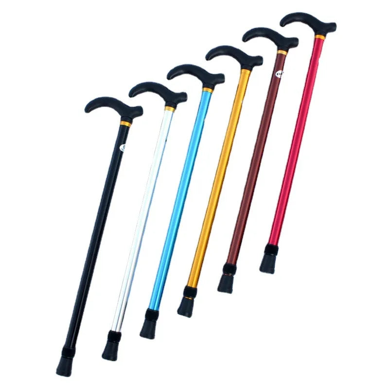 Aluminum Alloy Telescopic Crutch Adjustable Walking Stick 2 Section Stable Anti-Skid Crutch Old Man Hiking Cane