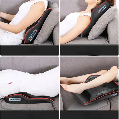 Electric Neck Massager Pillow Head Cervical Ttraction Body Massage Car Back Pillow with Heating Vibrating Massage Device Relax