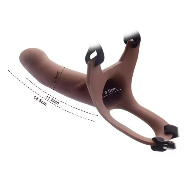 Soft Silicone wearable Hollow Penis Extender Strap On Dildo for Men Simulates Penis Extension Dildo w/ Harness Belt No Vibration