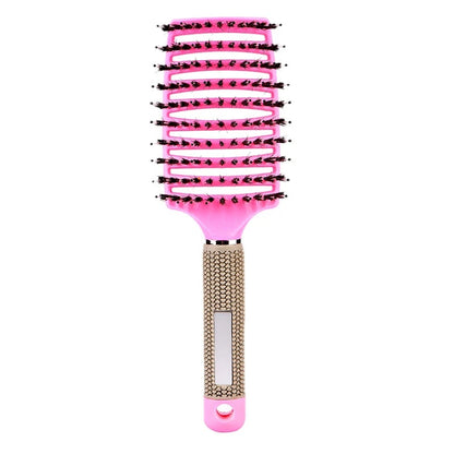 1PCS Multicolor Bristle Nylon Scalp Massage Comb Women Wet Curly Detangle Hairbrush Hair Growth for Relax & Stress Relief