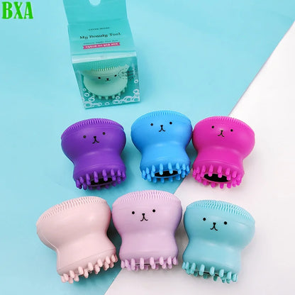 Face Silicone Cleaning Brush Multicolor Cute Small Octopus Deep Pore Exfoliating Wash Skin Care Face Scrub Cleanser Tools