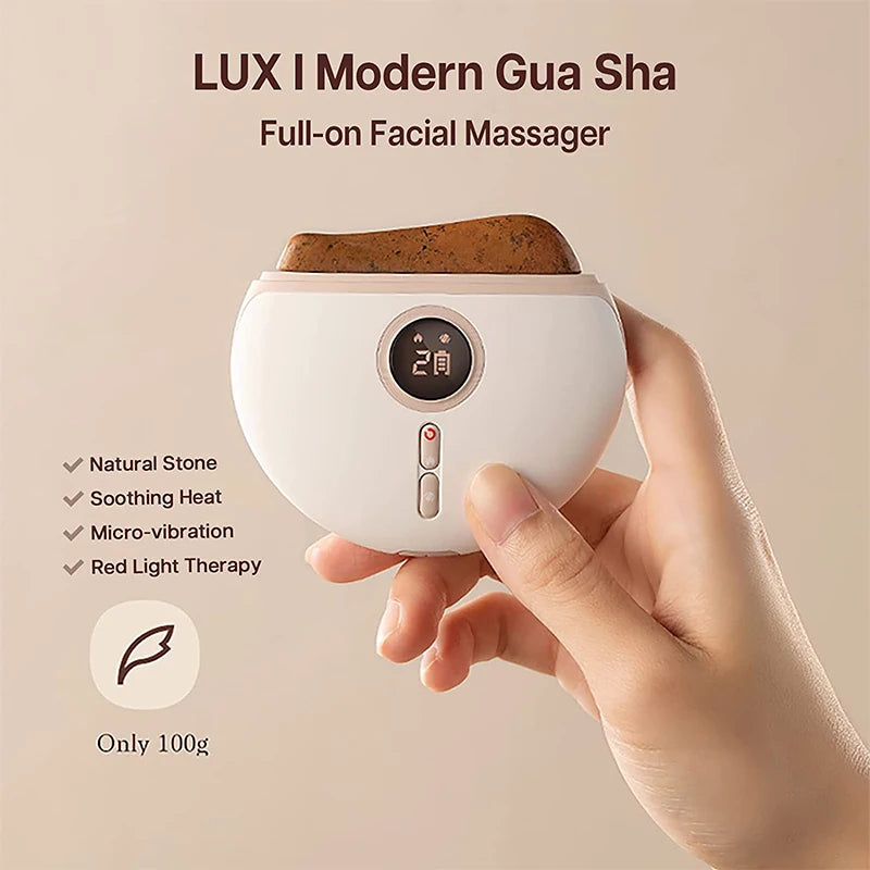 Red Bian Stone Scraping Electric Gua Sha Vibrate Heated Lifting Led Health Beauty Portable Device Face And Neck Massage