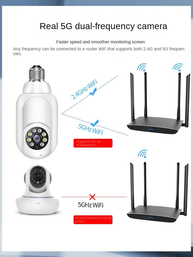 390eyes Lamp Holder 5G Dual Band High-definition Wireless WiFi Monitoring Camera Mobile Intelligent Tracking Phone Remote