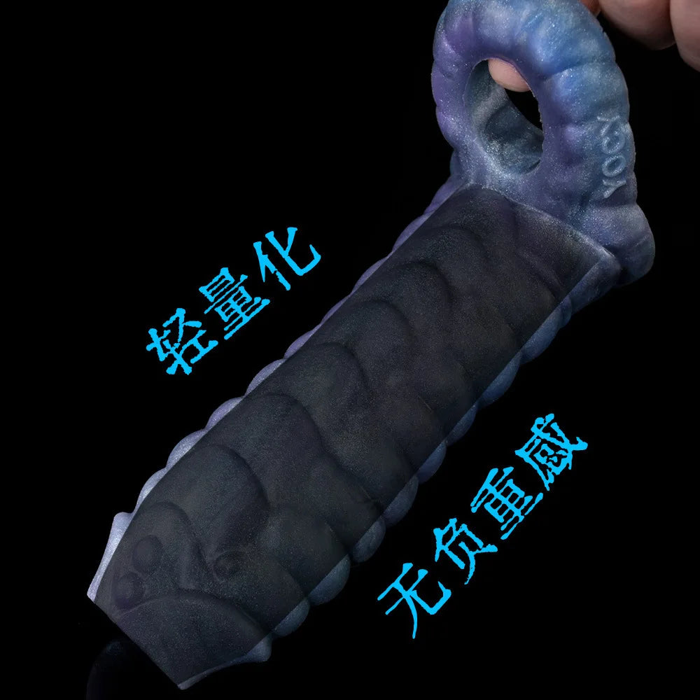 Angry Dragon Hollow Penis Dilator Extender Cock Ring Delay Ejaculation Dick Condoms Sleeve Silicone Cover Enlargement Sex Toys