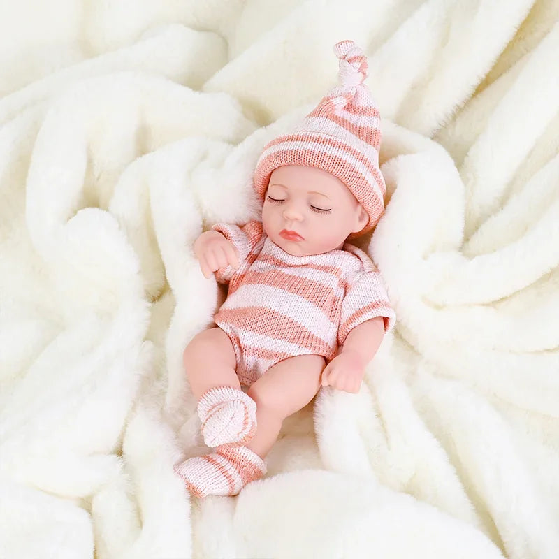 19cm Silicone Reborn Dolls Lifelike Reborn Baby Toys Waterproof Doll Cute Mini Sleep Soother Doll for Girls Birthday Gift