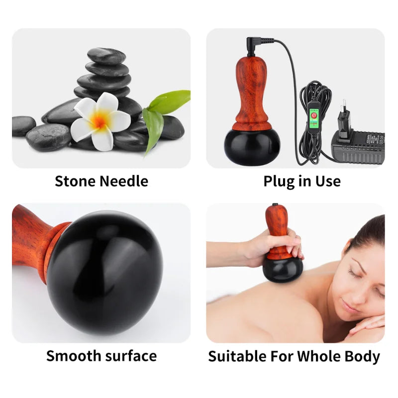 Bianstone Hot Stone Electric Gua Sha Massager Bian Stone Guasha Tool Skin Scraping Back Massage Body Warm Moxibustion Therapy