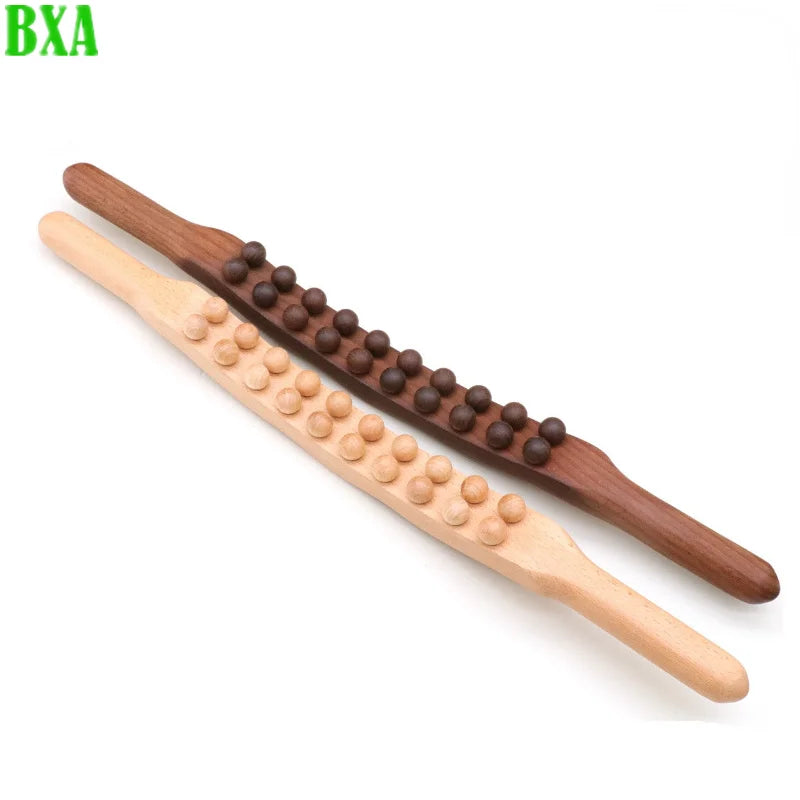 1pc 20 Beads Rolling Pin Universal Back Needle Massage Tendons Beech Wood Scraping Stick Point Treatment Guasha Therapy Tool