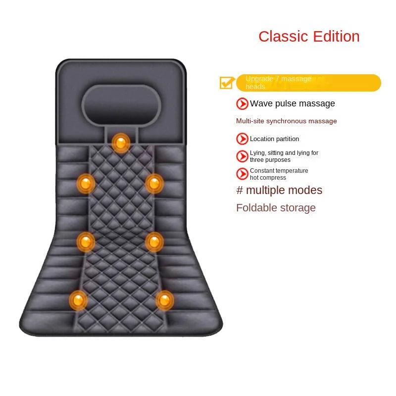 Electric Full Body Massage Cushion with Car Charging Cigarette Lighter plug Lumbar Neck Muscle Relax Heating Vibration Massager